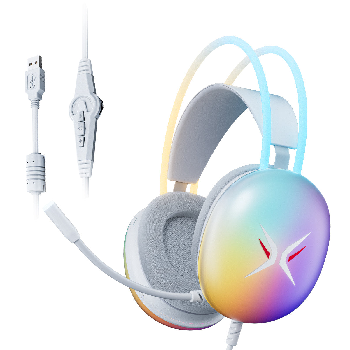 Gaming Headset with Microphone, Compatible with PS4 PS5 Xbox One PC Laptop, Over-Ear Headphones with LED Light, Noise Canceling Mic, 7.1 Stereo Surround Sound,Soft Earmuffs for Nintendo Series X|S