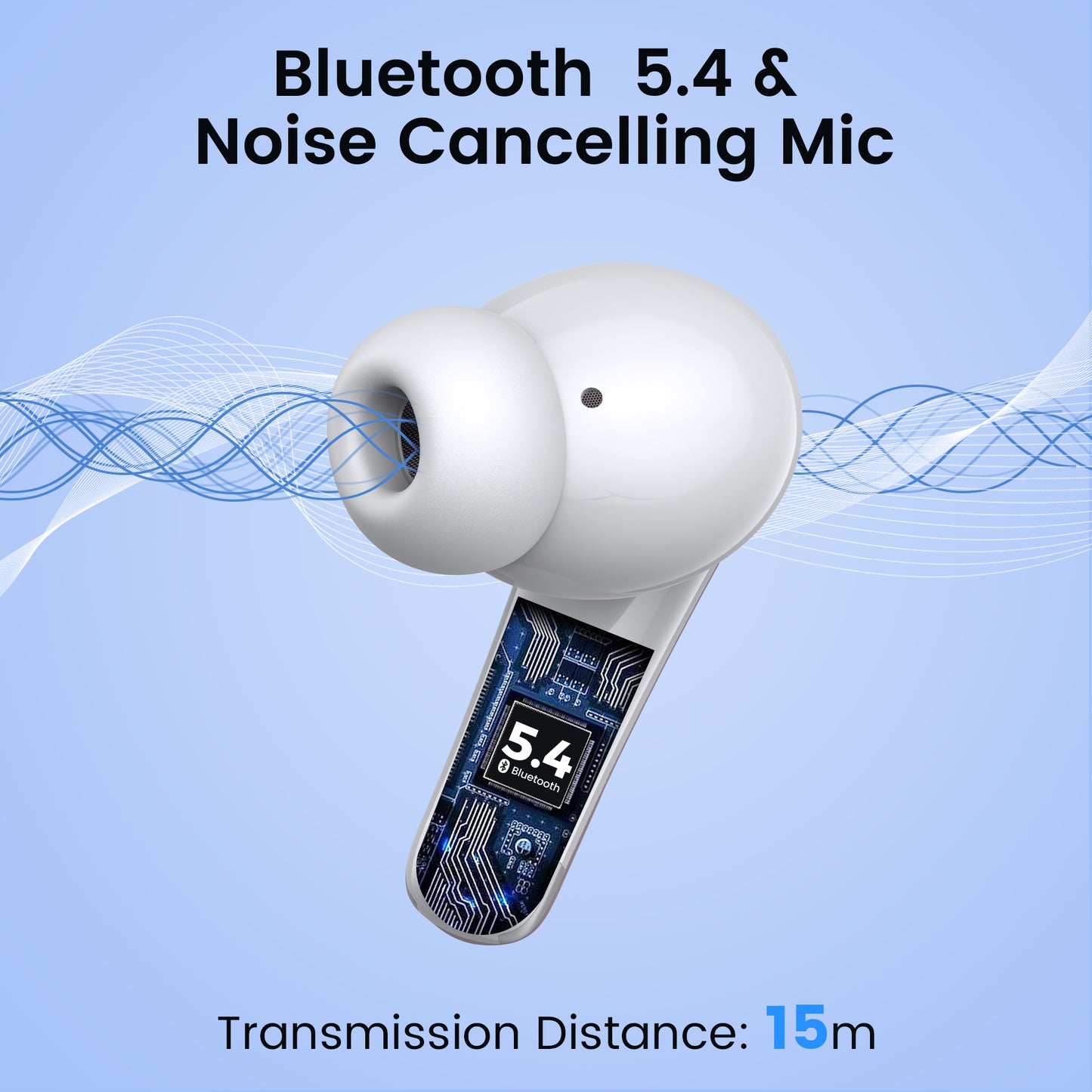 VEAT00L P91 Wireless Earbuds, Bluetooth Headphones V5.4 Stereo Ear buds with Noise Cancelling Mics, 60H Playback Mini Case with Dual LED Display, IP7 Waterproof in-Ear Earphones for Android iOS