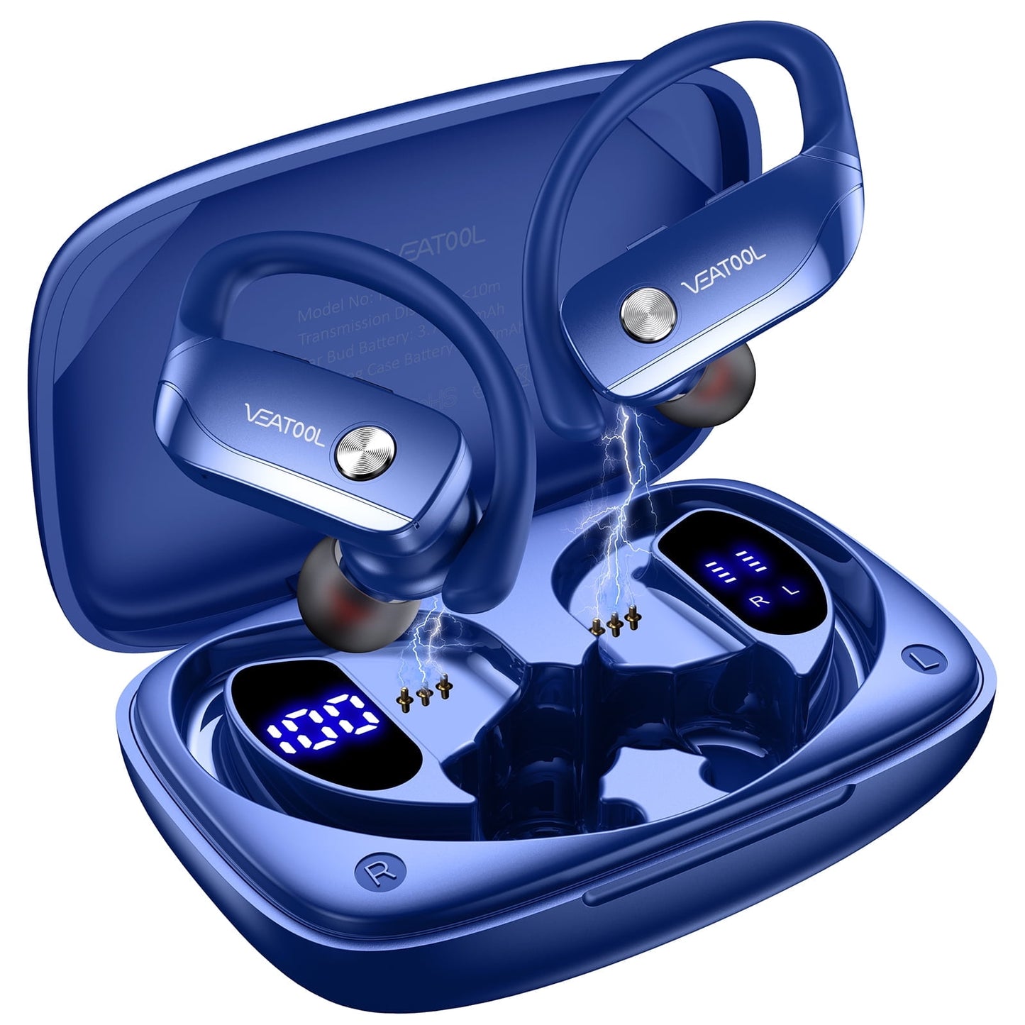 VEAT00L Wireless Earbuds Bluetooth Headphone Sport, Bluetooth 5.4 Earbud, 72Hrs Earphone with Earhook, Mic