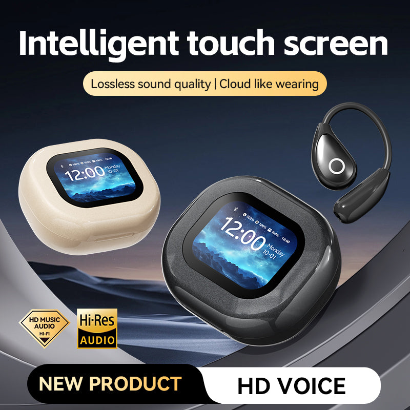 VEATo0L M94 Open Ear Headphones Intelligent Touch Screen Over The Ear Wireless Earbuds Support TF Card,60Hrs Bluetooth 5.4 Earbuds with ENC Clear Talk,Multiple EQ Modes IPX7 Waterproof for Exercise