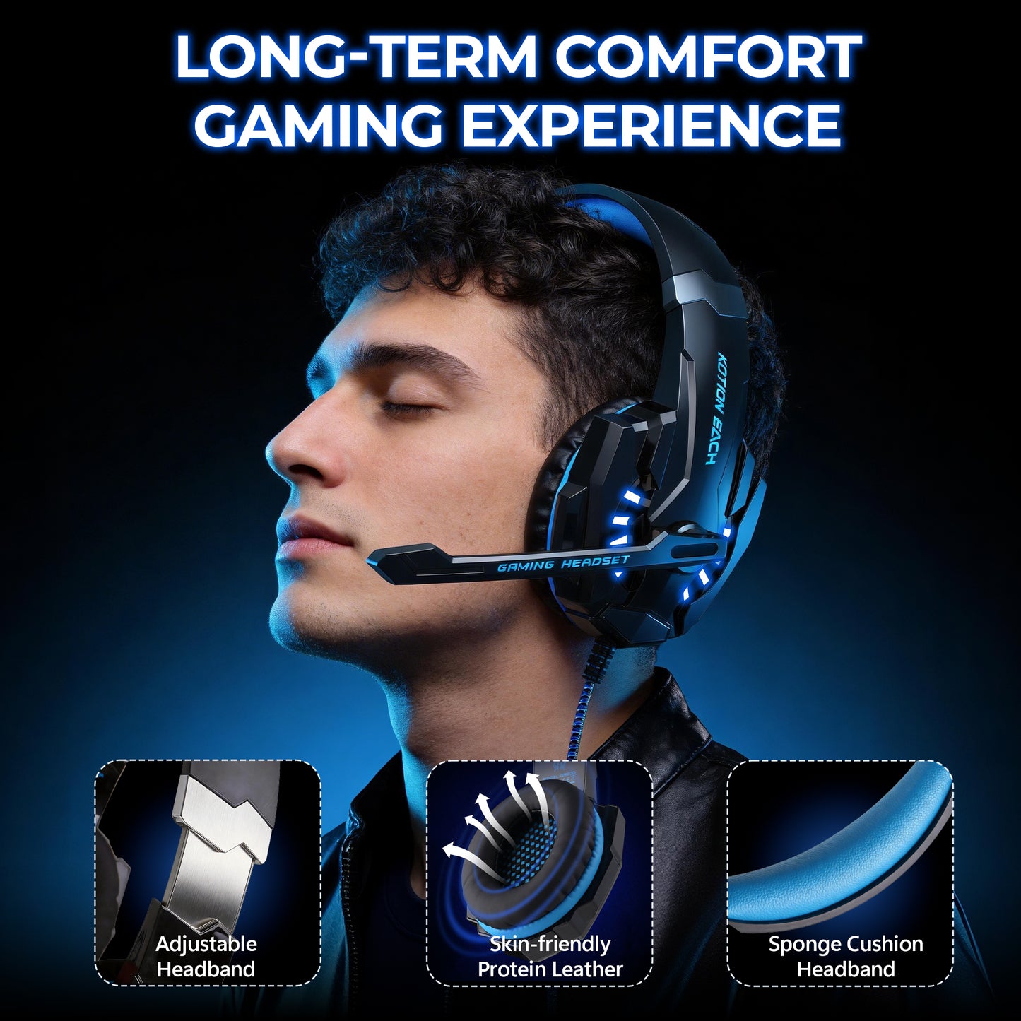 TAGRY K3 Wireless Gaming Headset: 2.4GHz/Bluetooth, 7.1 Surround Sound, 70H Playtime, ENC Mic, Over-Ear
