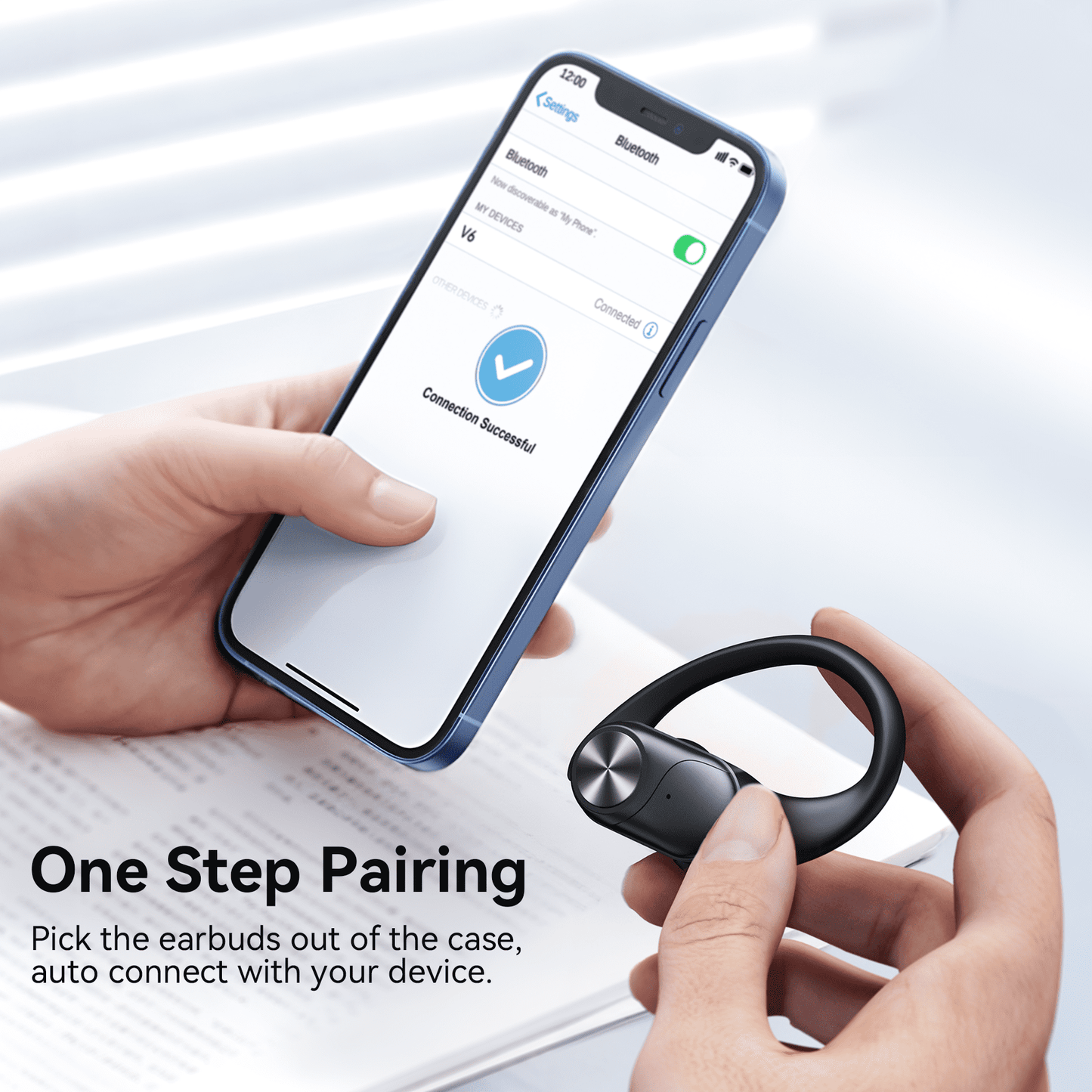 VEAT00L Wireless Earbud, 80Hrs Bluetooth 5.3 Headphones IP7 Waterproof for Sport, Running Wireless Earphones with ENC Noise Cancelling Mics, Deep Bass Over Ear bud with Earhooks for Android, iOS