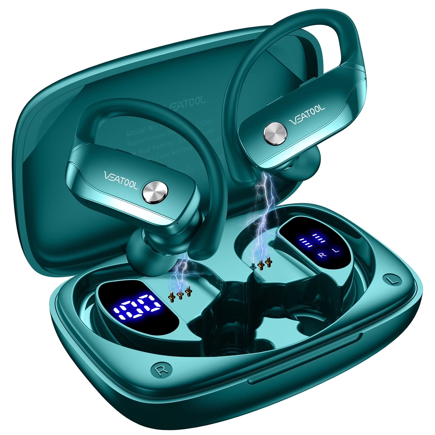 VEAT00L Wireless Earbuds Bluetooth Headphone Sport, Bluetooth 5.4 Earbud, 72Hrs Earphone with Earhook, Mic