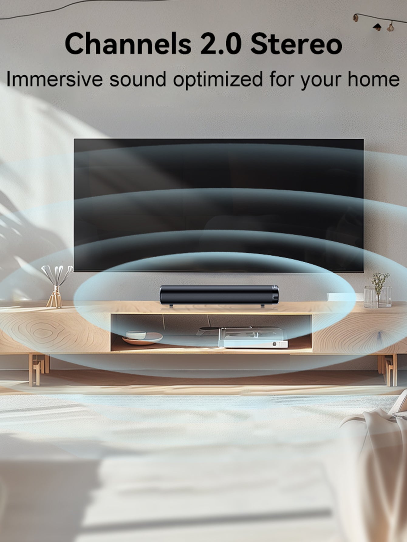 VEATOOL Sound Bar for TV, 50W Bluetooth 5.4 Soundbar with Subwoofer, 3D Surround Sound System with Optical/AUX/RCA/USB