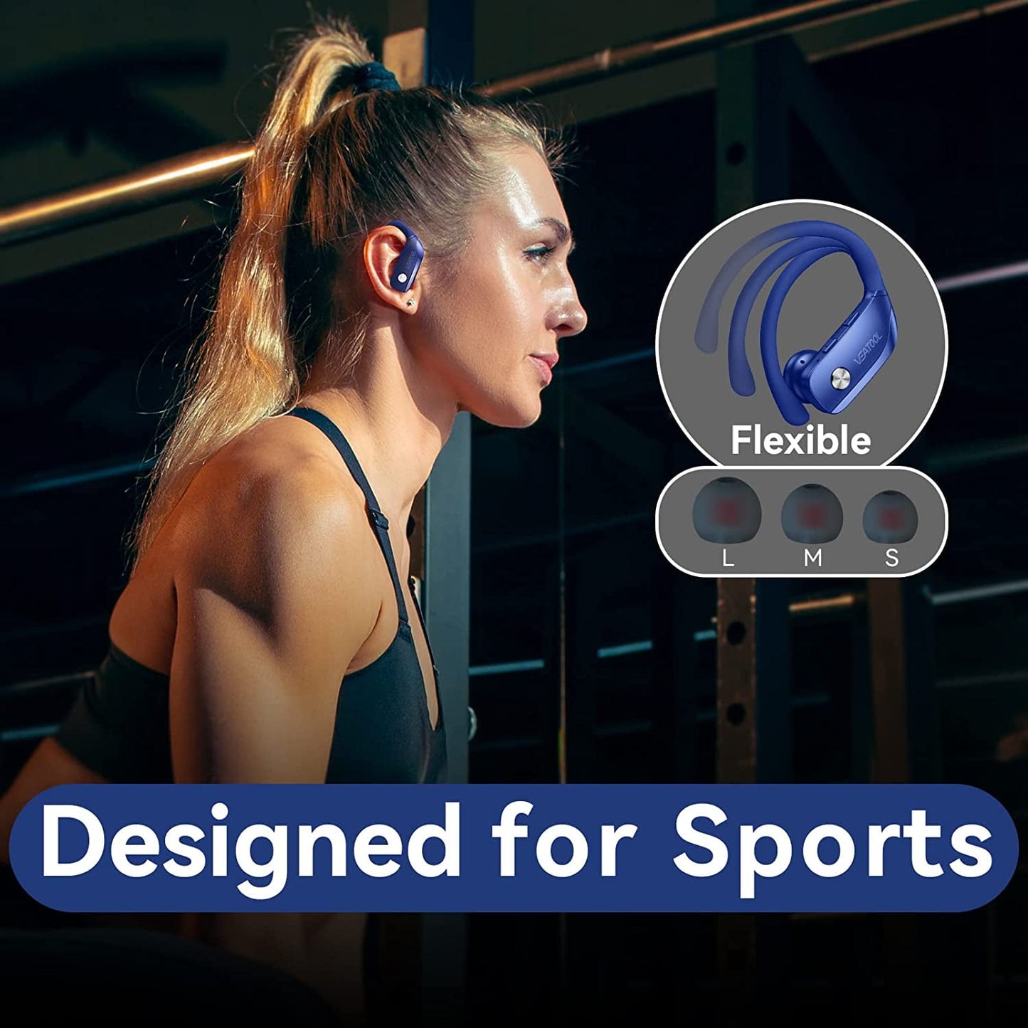 VEAT00L Wireless Earbuds Bluetooth Headphone Sport, Bluetooth 5.4 Earbud, 72Hrs Earphone with Earhook, Mic