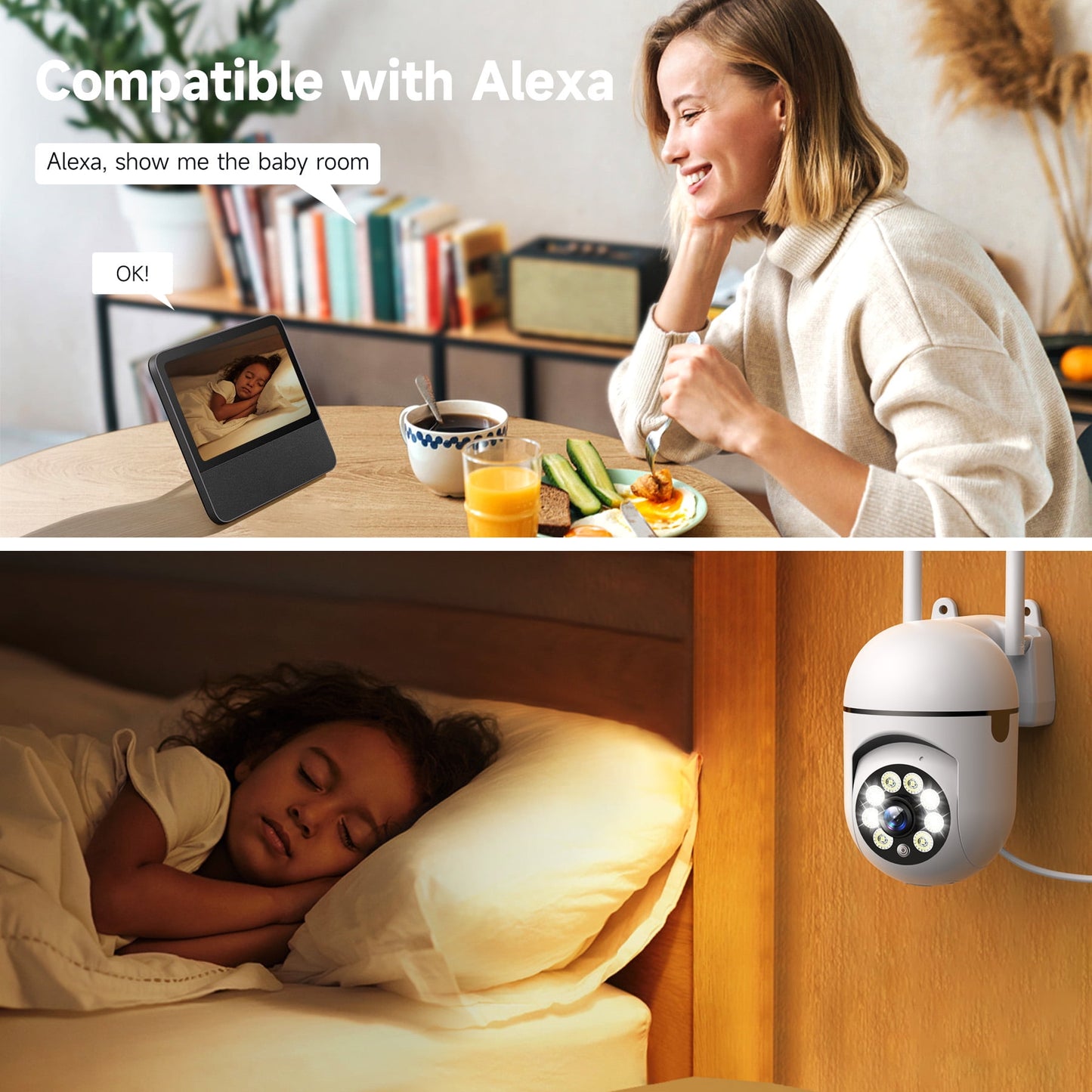 Losei 1080P Indoor WiFi PTZ Security Camera, Detection for Baby and Pet Monitor, 360-Degree for Home Security,Smart Motion Tracking,2 Way Audio