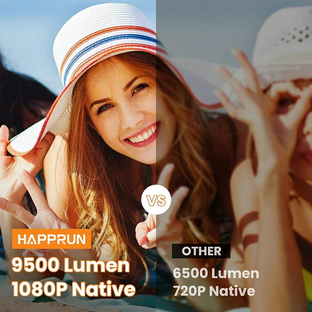 KDMLR Projector, Native 1080P Bluetooth Projector with 100''Screen, 9500L Portable Outdoor Movie Projector Compatible with Smartphone, HDMI,USB,AV,Fire Stick, PS5