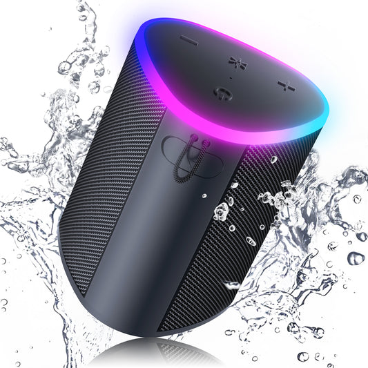 VEATOOL Portable Bluetooth Speaker, IPX5 Waterproof, Stereo Sound, 12H Playtime, Bluetooth 5.3, RGB Lights, Outdoor Speaker