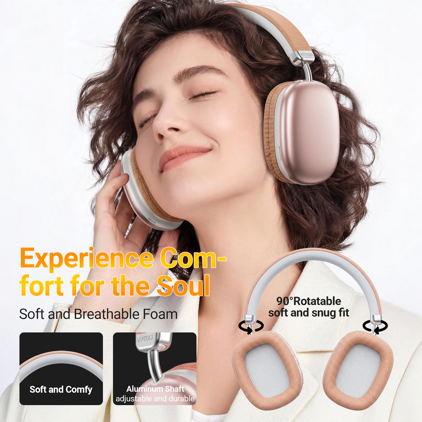 Purple Over-Ear Bluetooth Headphones: 40mm Bass Driver, Bluetooth 5.3 Dual-Mode, 40hr Battery, Comfort Fit