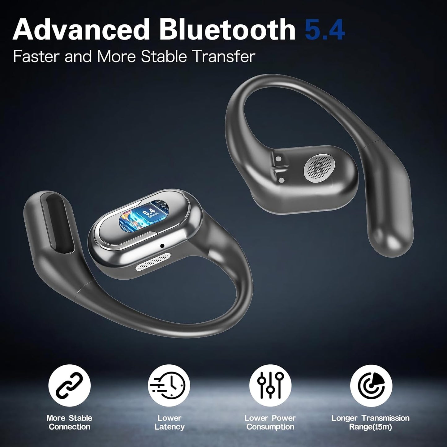 VEATOOL T6 Open Ear Headphones,Bluetooth 5.4 Wireless Earbuds,60H Playtime Stereo Sound Earphones,Air Conduction IPX7 Waterproof Open Ear Earbud with Ear Hooks, Sport Headset for Cycling Workouts