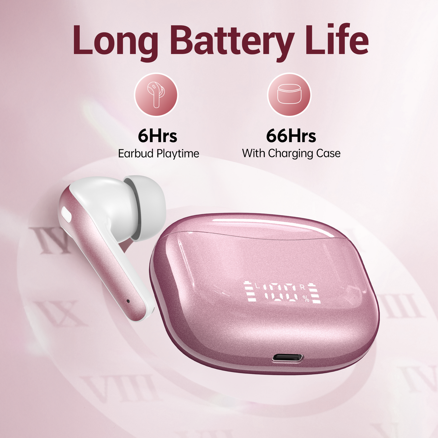 VEAT00L V6 Bluetooth Headphones Wireless Earbuds 88Hrs Playback Sport Ear Buds with Earhook Digital Display Charging Case IPX7 Waterproof Earbud Deep Bass Running Earphones for iOS Android Cellphone