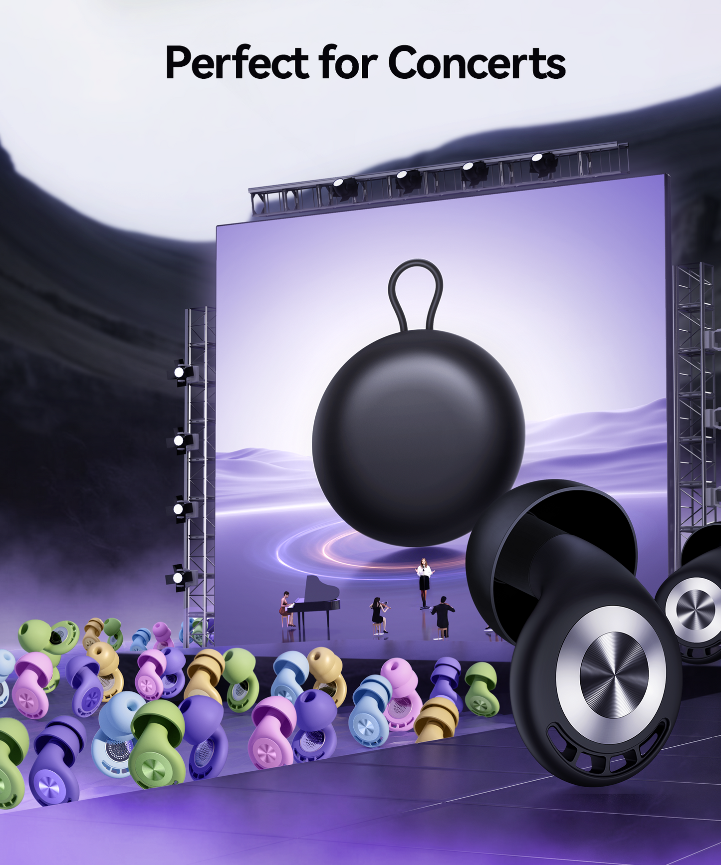 Noise Cancelling Ear Plugs for Sleeping, 50dB, Reusable Silicone Earplugs with 7 Eartips Case, for Snoring, Concerts, Shooting, Travel, Side Sleepers