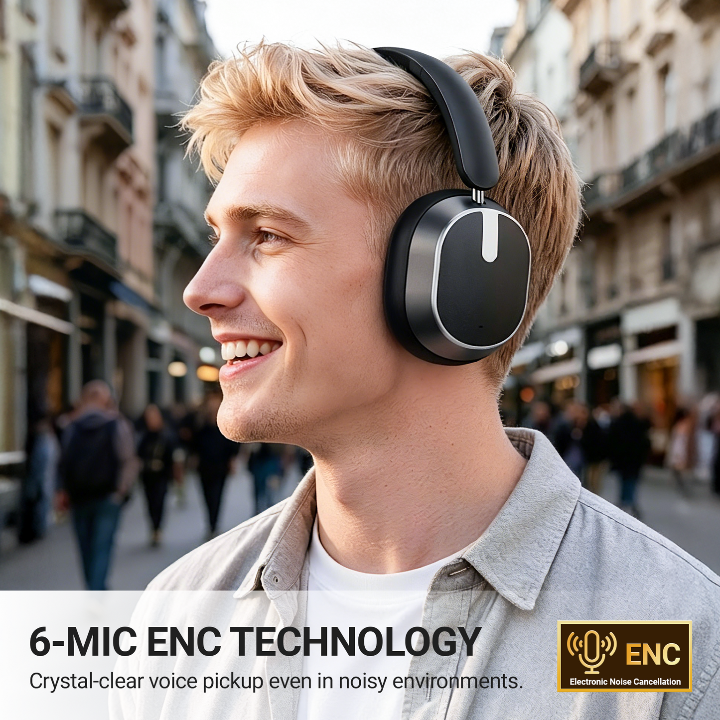 Hybrid Active Noise Cancelling Headphones,-50dB Wireless Bluetooth Headphones with Hi-Res Audio,120H Playtime Over Ear Bluetooth Headphones with 6 ENC Clear Mic