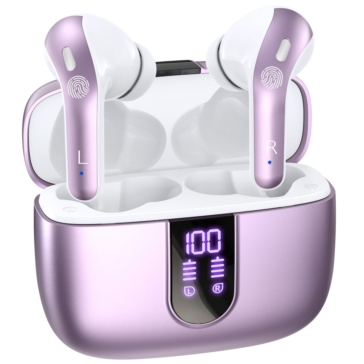 VEATOOL Bluetooth Headphones True Wireless Earbuds 60H Playback LED Power Display Earphones with Wireless Charging Case IPX7 Waterproof in-Ear Earbuds with Mic for TV Smart Phone Computer Laptop