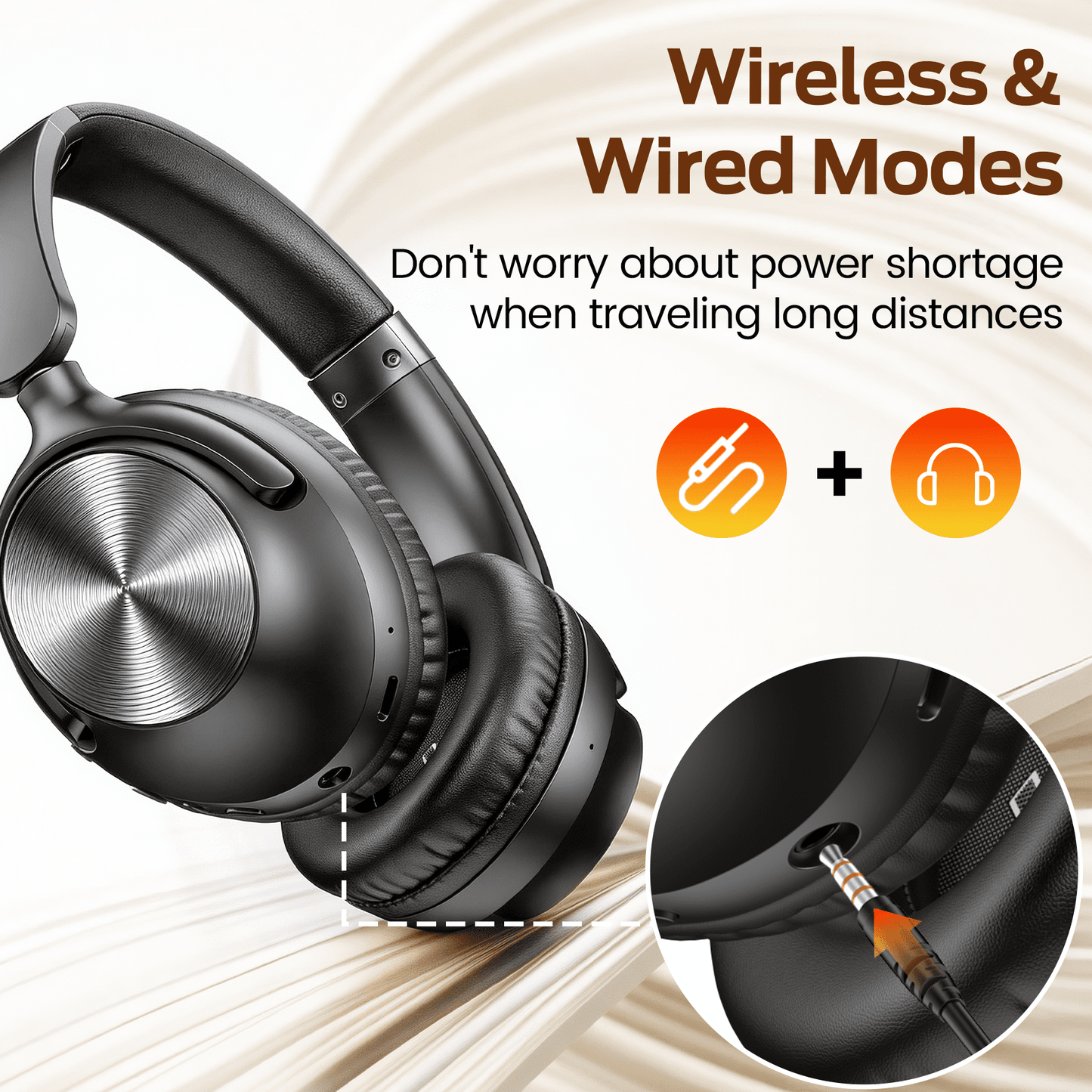 Hybrid Active Noise Cancelling Bluetooth Headphones,-56dB Bluetooth 6.0 Over Ear Wireless Headphones with 100H Playtime,Reduce Noise by Up to 95,Deep Bass, Memory Foam Earcups for Home Office Travel