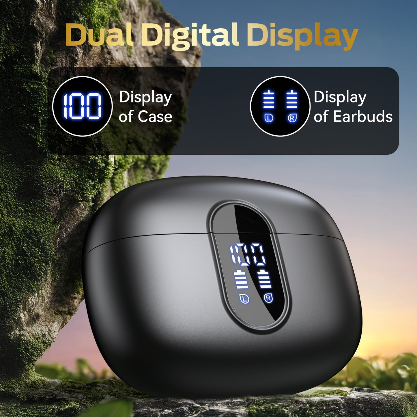 VEAT00L Wireless Earbuds Bluetooth 5.4 Headphones Deep Bass Hi-Fi Stereo Ear Buds in-Ear Earphones with Mic Clear Call, 60H Playtime Dual LED Display Ear Buds IPX7 Waterproof for Sports, Workout