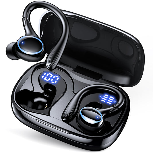 VEATOOL K05 True Wireless Workout Earbuds, Comfortable Earhooks,Pure Bass Sound,ENC Noise Cancelling Mic,Bluetooth 5.3, 48H Playtime,IPX7Waterproof,Sport Earbuds for Gym,Cycling, Walking, Workout