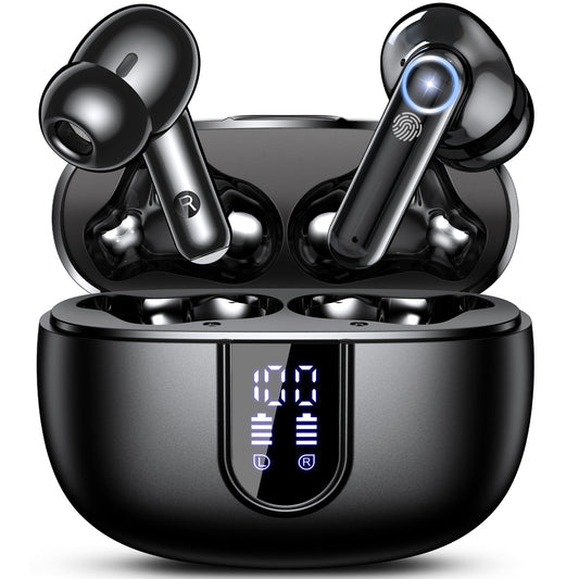 VEAT00L Wireless Earbuds Bluetooth 5.4 Headphones Deep Bass Hi-Fi Stereo Ear Buds in-Ear Earphones with Mic Clear Call, 60H Playtime Dual LED Display Ear Buds IPX7 Waterproof for Sports, Workout