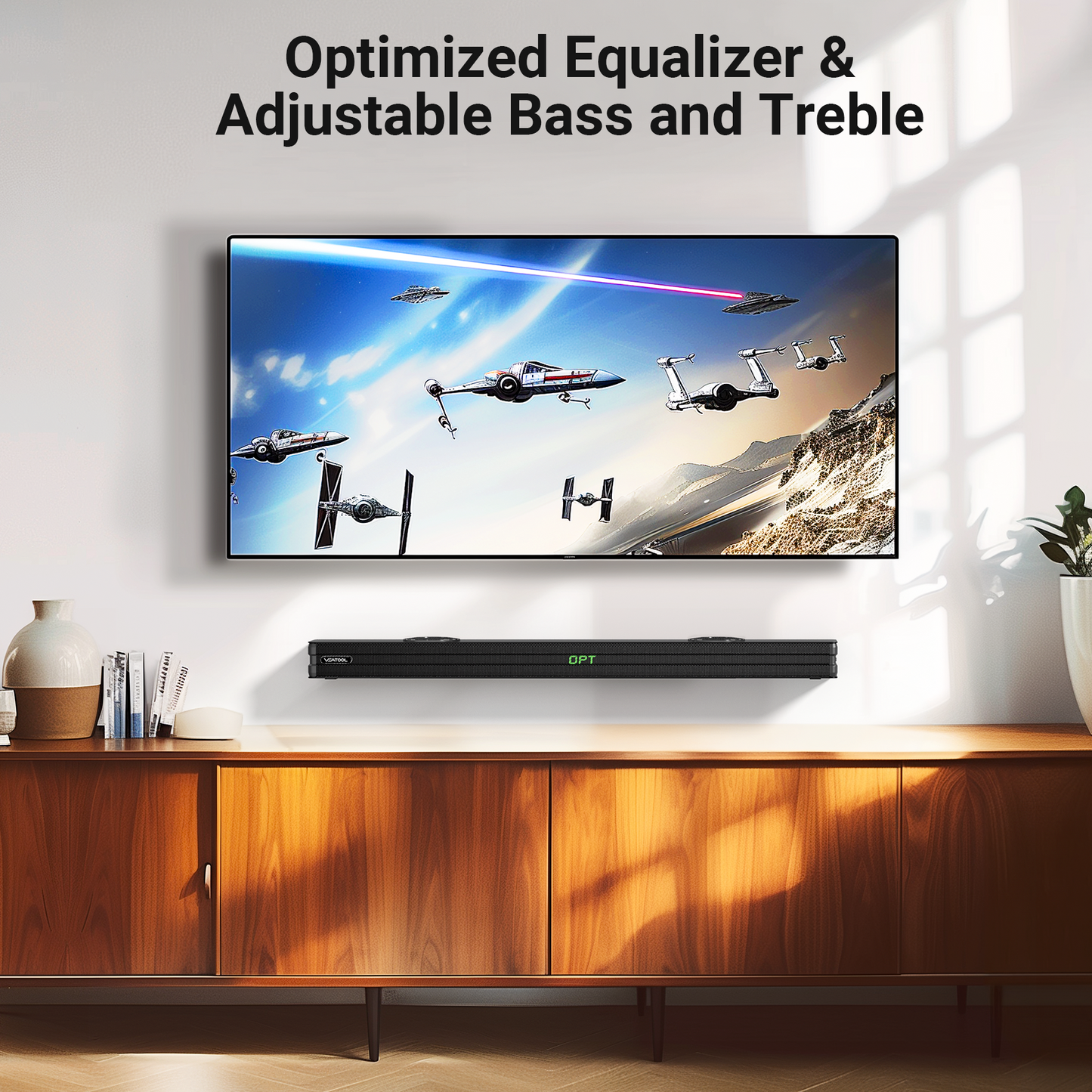 VEAT00L S50L 100W 2.2ch Sound Bars for TV, Soundbar with Subwoofer, Wired & Wireless Bluetooth 5.0 3D Surround Speakers, Optical/HDMI/AUX/COAX/USB Connection, Wall Mountable