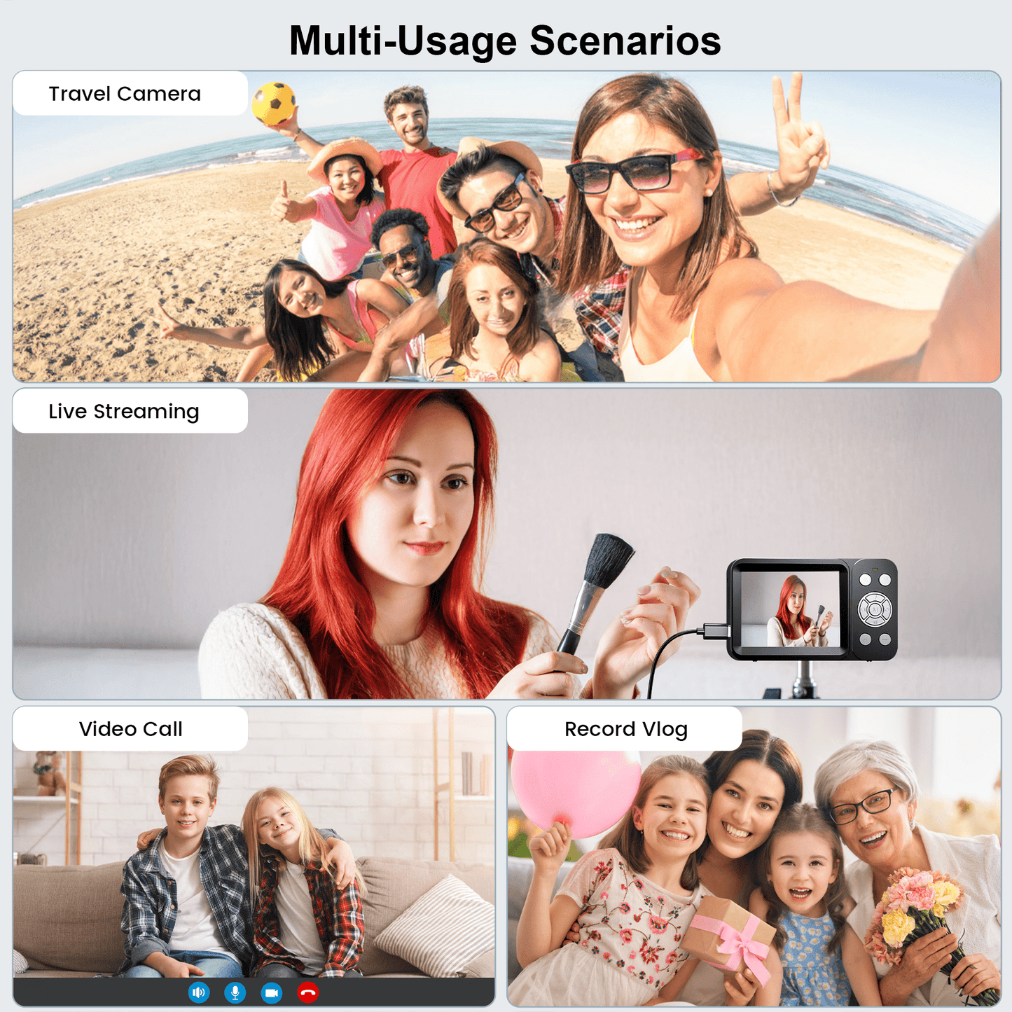 Losei 64MP 4K Digital Camera, 2.8" Screen, 18X Zoom, Anti-Shake, Retro Camera, Vlogging Camera for Kids, Teens, Seniors, with 32GB Card, Black