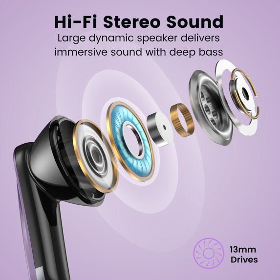 VEAT00L P91 Wireless Earbuds, Bluetooth Headphones V5.4 Stereo Ear buds with Noise Cancelling Mics, 60H Playback Mini Case with Dual LED Display, IP7 Waterproof in-Ear Earphones for Android iOS（副本）