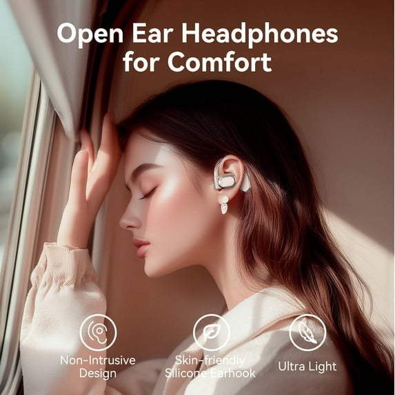 VEATOOL Wireless Earbuds Open Ear Headphone Sport, Bluetooth 5.3 Earbud, 80Hrs Earphone with Earhook, Noise Cancelling Mic,Light Weight Comfortable Fit,Suitable for Running,Workouts
