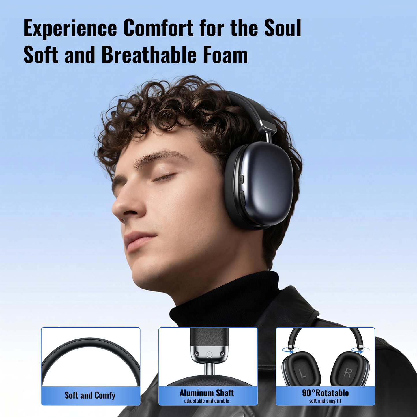 Active Noise Cancelling Wireless Earbuds Bluetooth Headphones 90 Hrs Playtime Ear Buds with Power Display Over-Ear Earphones with Earhooks IPX7
