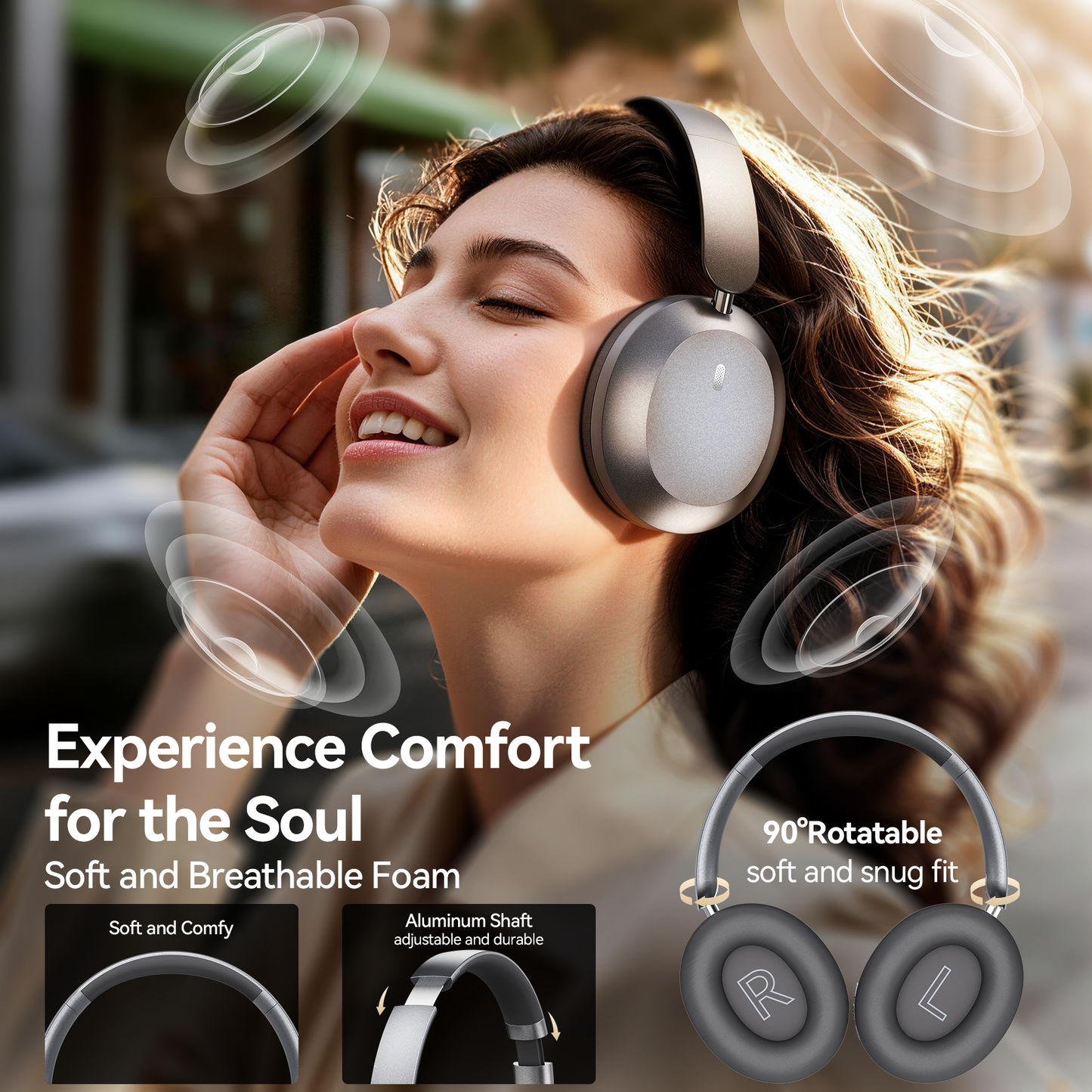 VEATOOL SY-BT1632 High-Fidelity Over-Ear Bluetooth Headphones | Powerful 40mm Bass | Bluetooth 5.3 Dual-Mode Connectivity | 40-Hour Battery Life | Comfortable Fit(Blue)