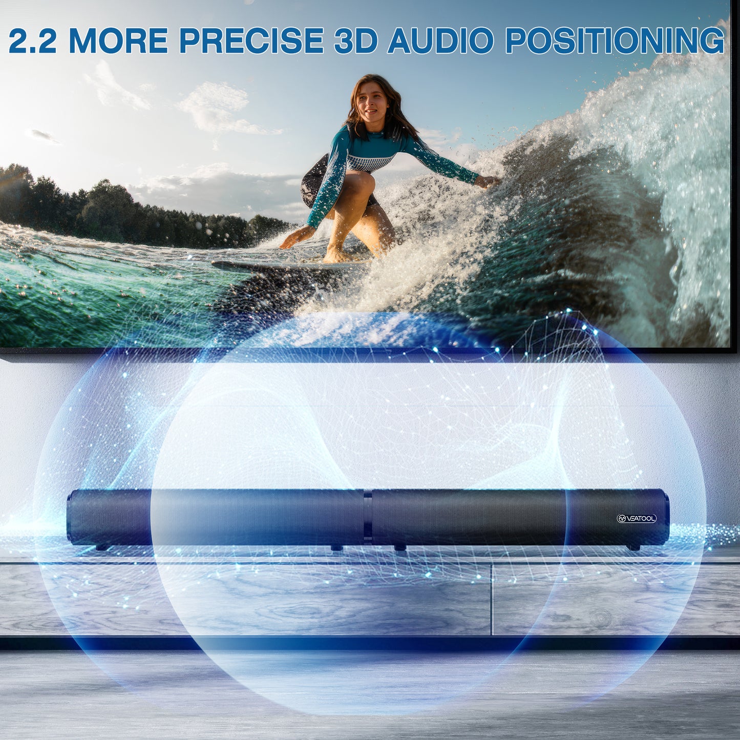 VEAT00L 5.1ch Sound Bars with Wireless Subwoofer,Bluetooth 5.3 3D Surround Speakers for TV,2 Rear Surround Sound Speakers,Optical/HDMI/AUX/COAX/ARC/USB Connection (Adapters Sold Separately)