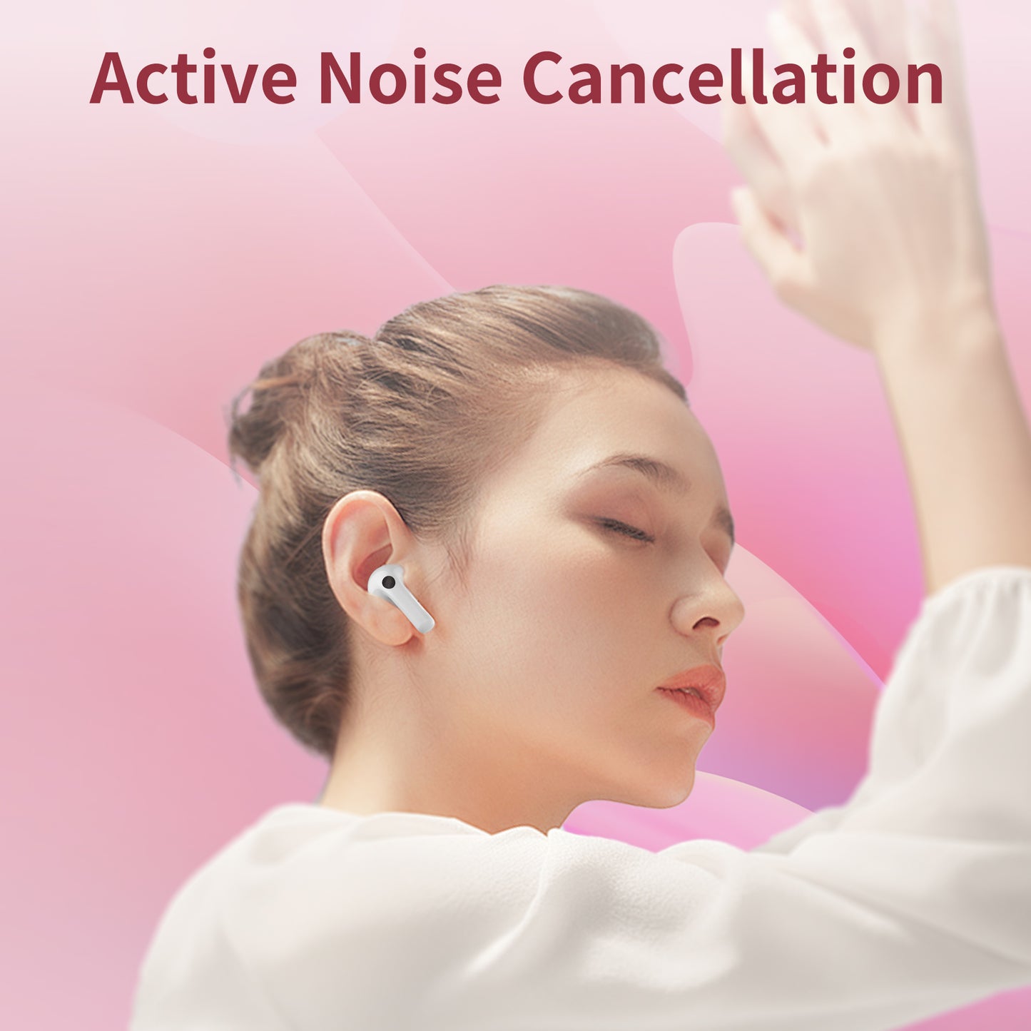 Wireless Bluetooth Touchscreen Earbuds,75H Bass Stereo Ear Buds with 6 EQ Modes,Multifunction LED Full Color Touchscreen Wireless Earphones with ENC Mic,ANC Noise Cancelling/Transparency Mode