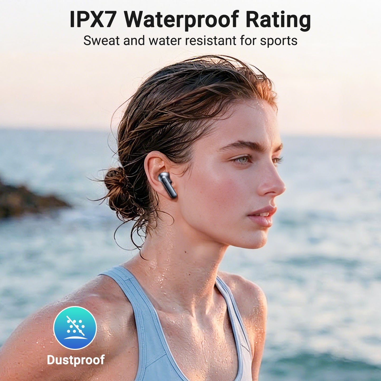 VEAT00L X7 Wireless Earbud, 80Hrs Bluetooth 5.3 Headphones IP7 Waterproof for Sport, Running Wireless Earphones with ENC Noise Cancelling Mics, Deep Bass Over Ear bud with Earhooks for Android, iOS