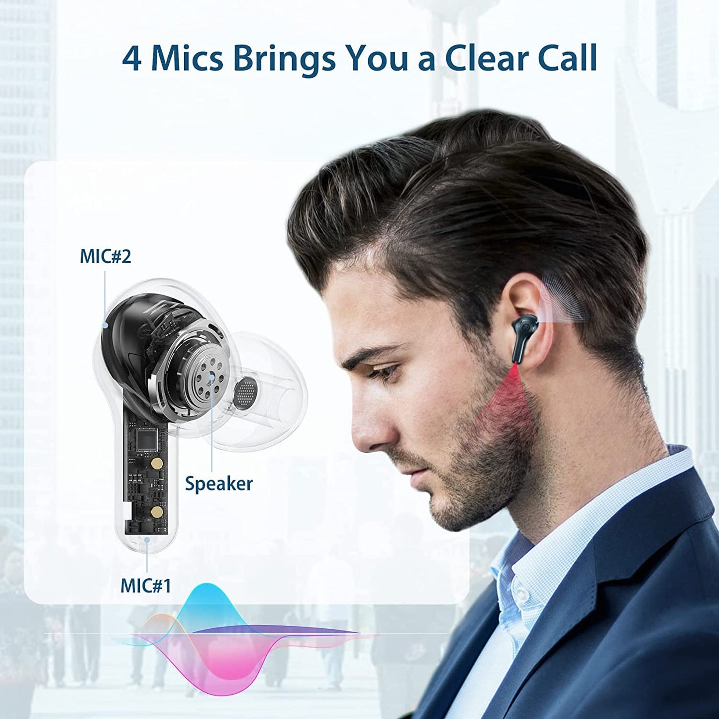 Bluetooth Headphones, True Wireless Earbuds with Wireless Charging Case, Waterproof Touch Control Stereo in-Ear Headset for iPhone 13 Pro Max XS XR Samsung Android