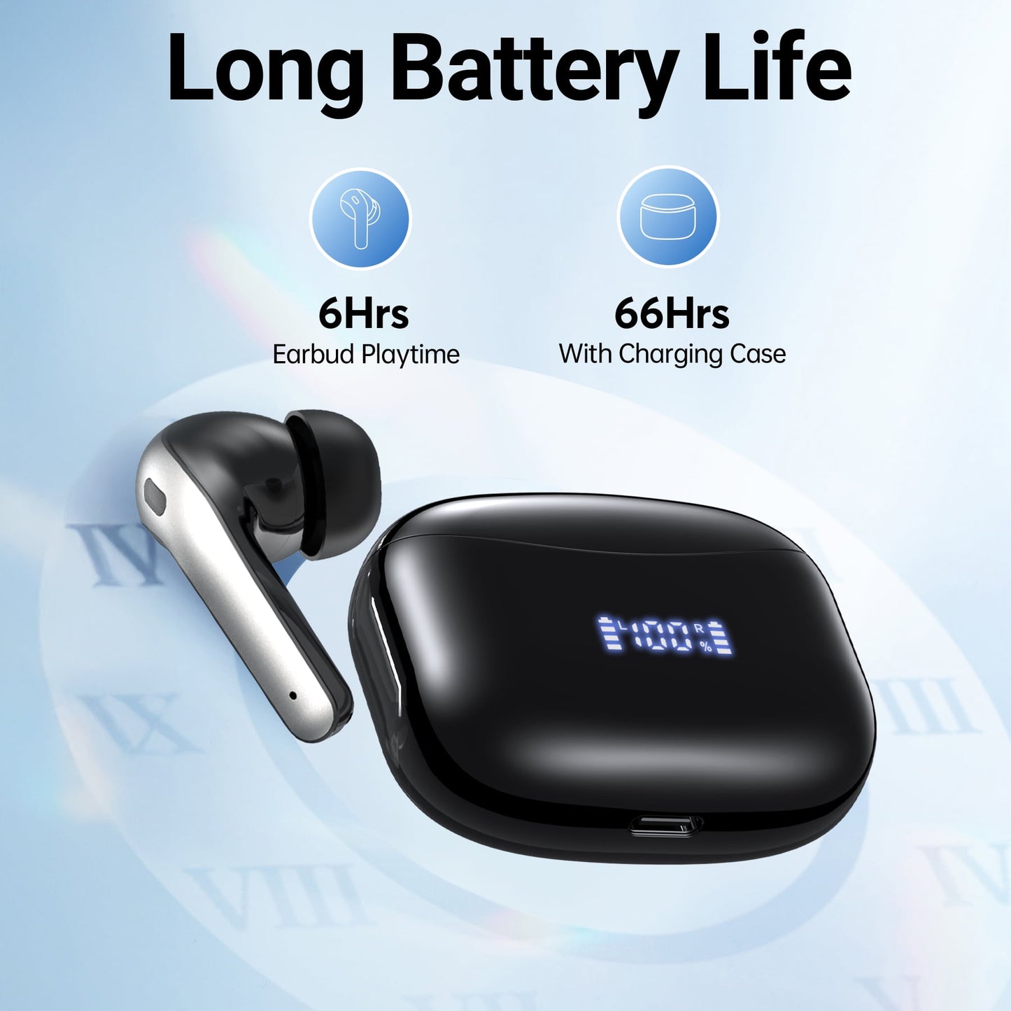 Wireless Earbuds, Bluetooth Headset with Microphone Touch Control , Waterproof, High-Fidelity Stereo Earphones，Support wireless charging earbuds，Compatible with iPhone 13 Pro Max XS Samsung Android