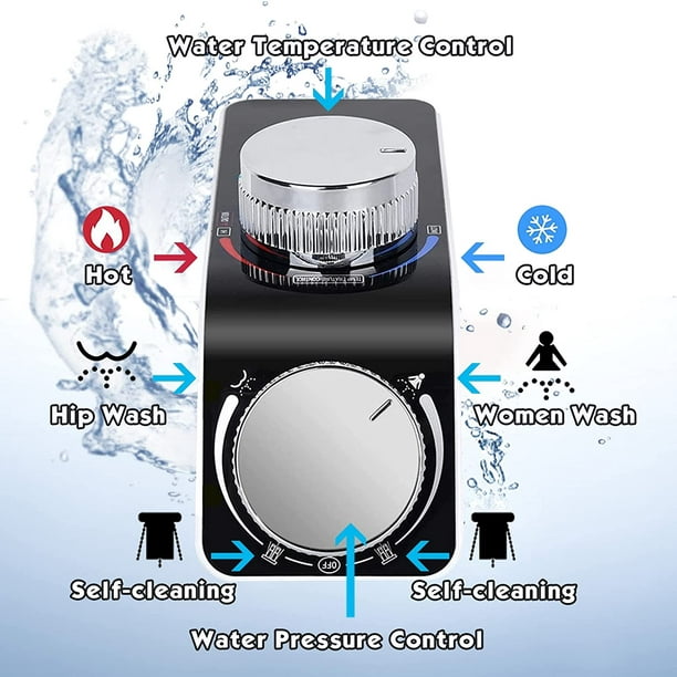 KDMLR Bidet Attachment for Toilet Seat, Non-Electric Bidet Hot and Cold Fresh Water for Frontal & Rear Wash with Self-cleaning Dual Nozzles and Adjustable Pressure Control