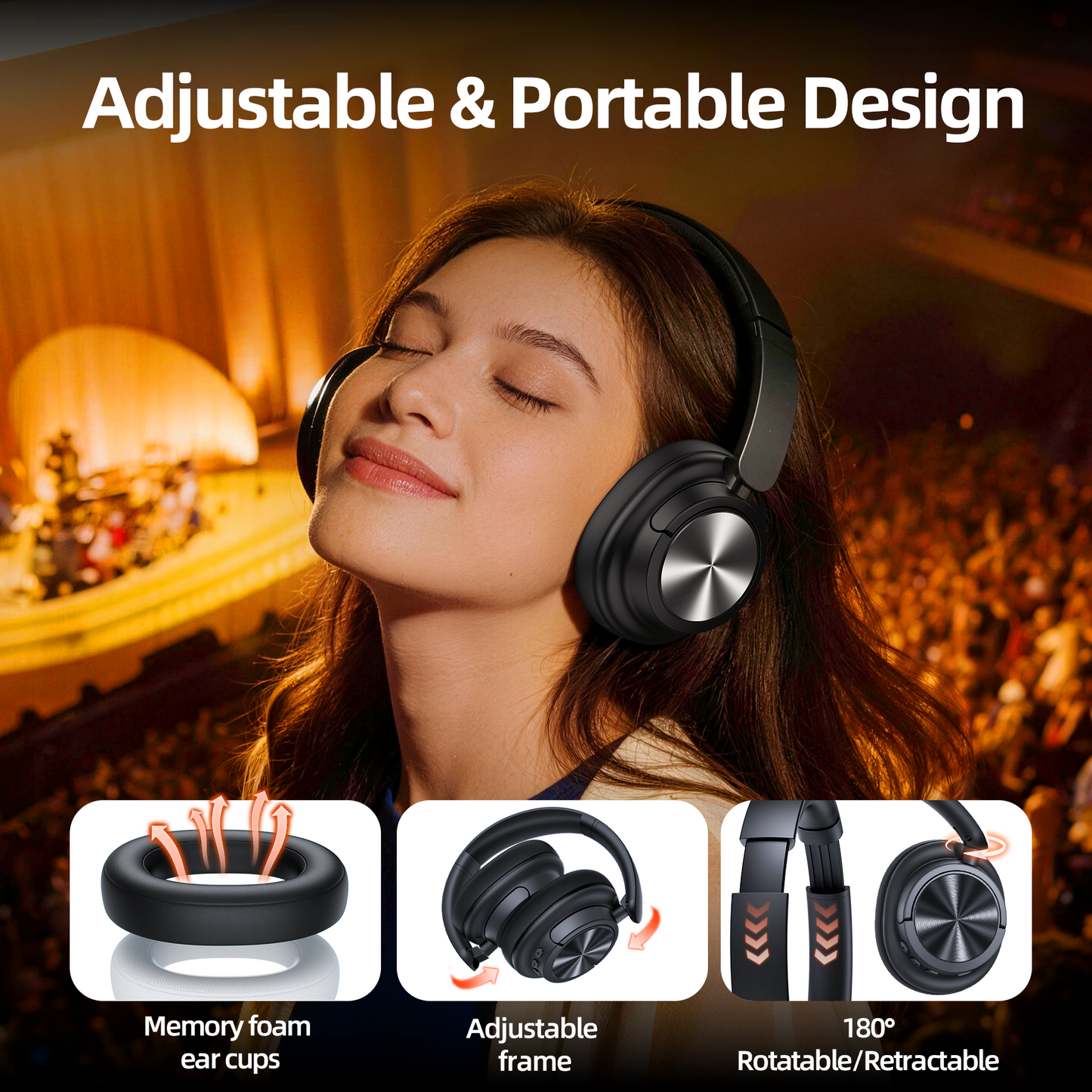 VEAT00L Open-Ear Headphones, Wireless Clip On Earbuds with Digital Display Charging Case 68 Hours Playtime, Lightweight Comfort, Stable Fit, Open-Ear Safety Design for Active and Office Use