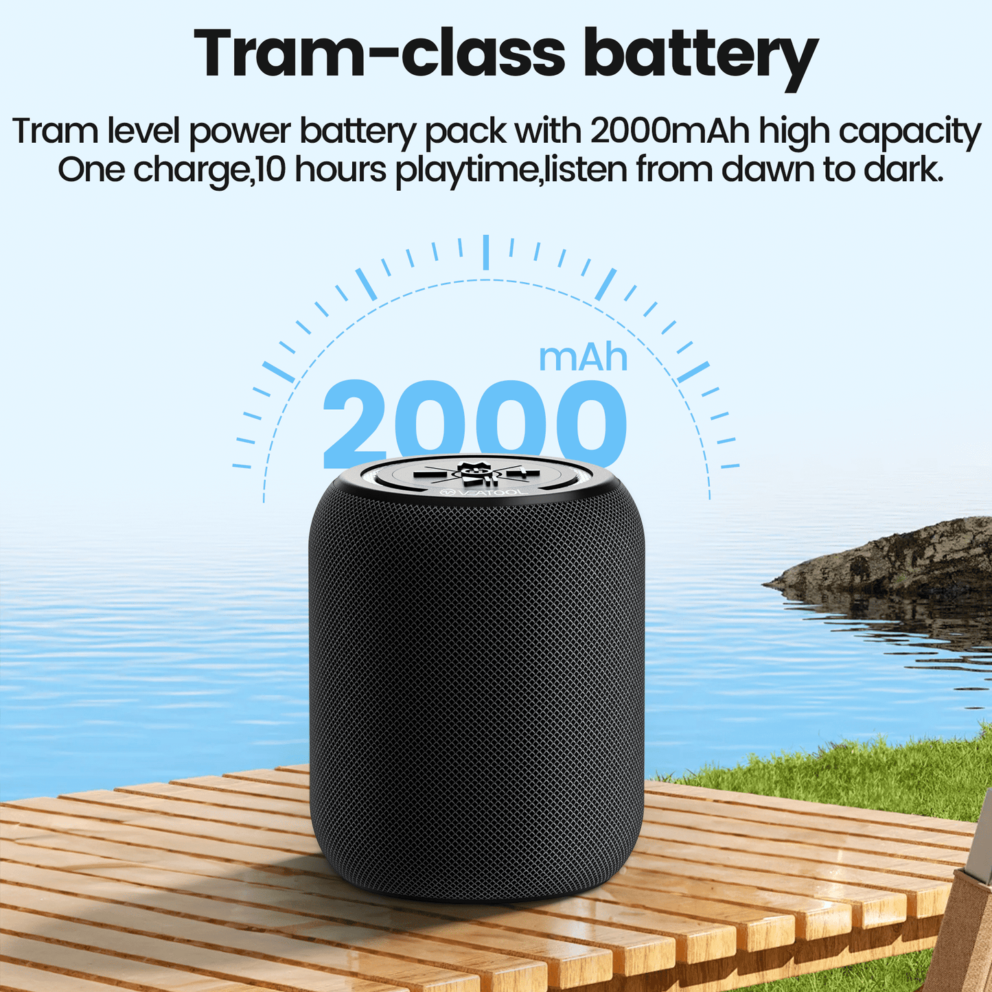 Veatool F10 Bluetooth Speakers, Portable Speakers Bluetooth Wireless V5.0 with 360° Stereo Sound,TWS Paring,IPX6 Waterproof,Small Shower Speaker for Outdoor,Gift Ideas