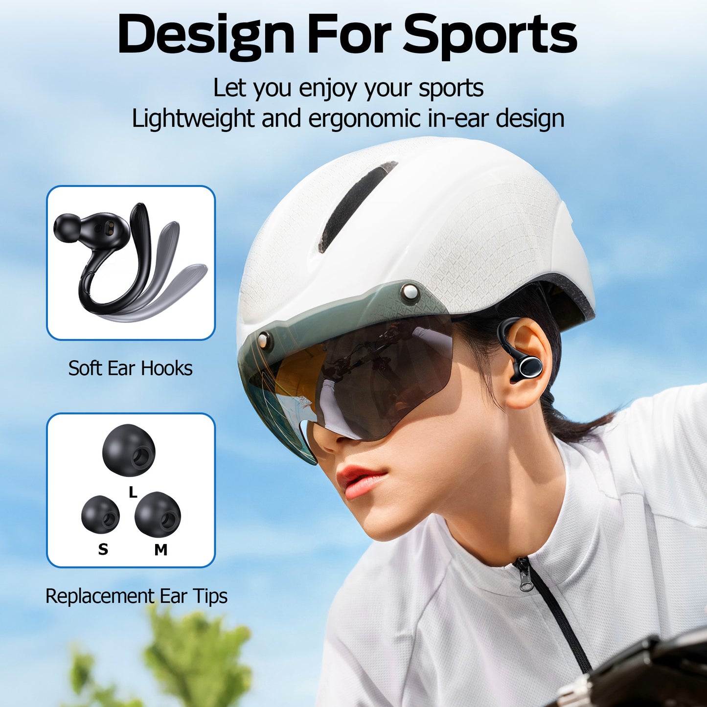 VEATOOL K05 True Wireless Workout Earbuds, Comfortable Earhooks,Pure Bass Sound,ENC Noise Cancelling Mic,Bluetooth 5.3, 48H Playtime,IPX7Waterproof,Sport Earbuds for Gym,Cycling, Walking, Workout