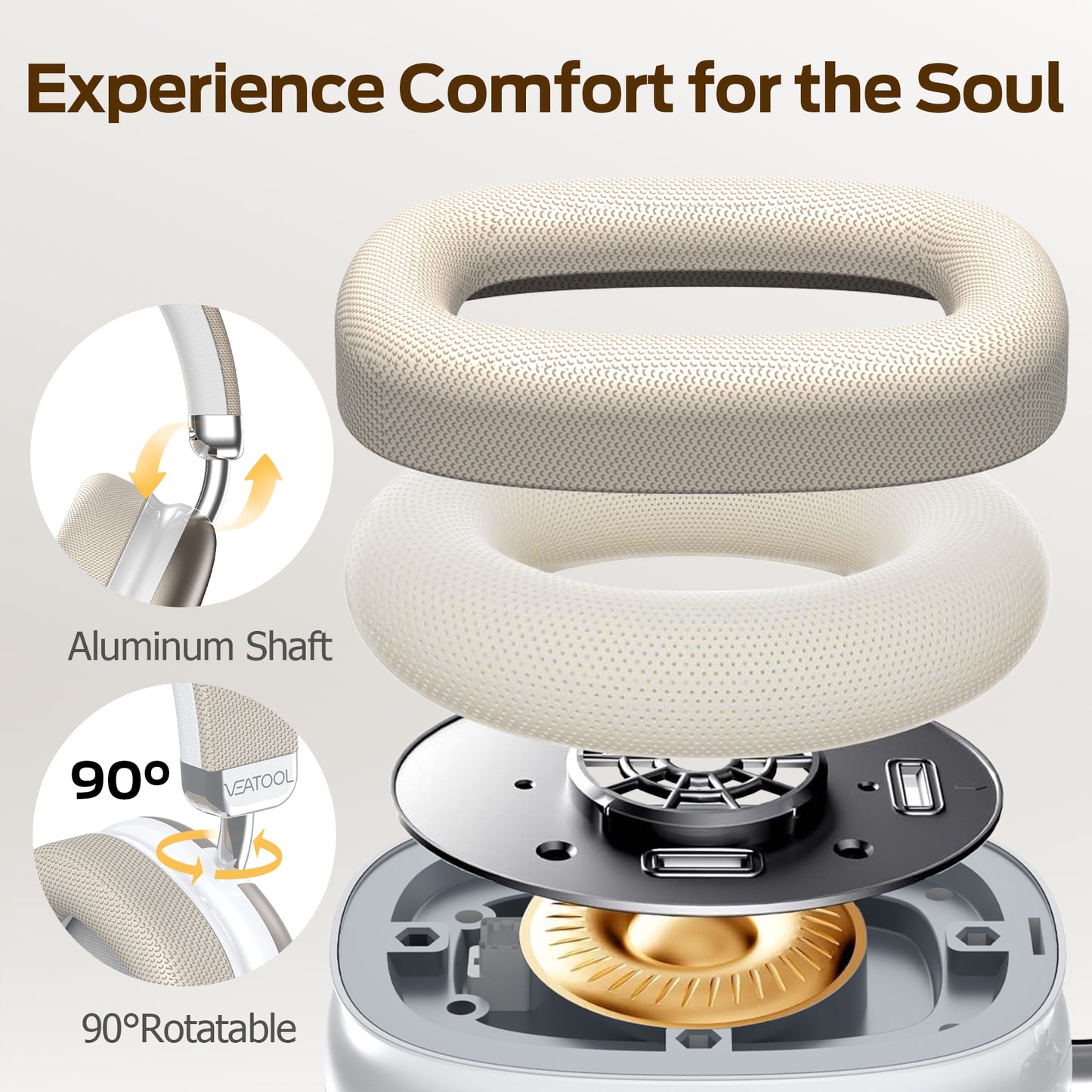 Bluetooth Headphones Over Ear, 65Hrs Playtime Wireless Headphones,Bass Boosted by 90%,Lightweight Headset with Deep Bass, Clear Call with 4 Noise Cancelling Mics,Low Latency for Travel Work Cellphone