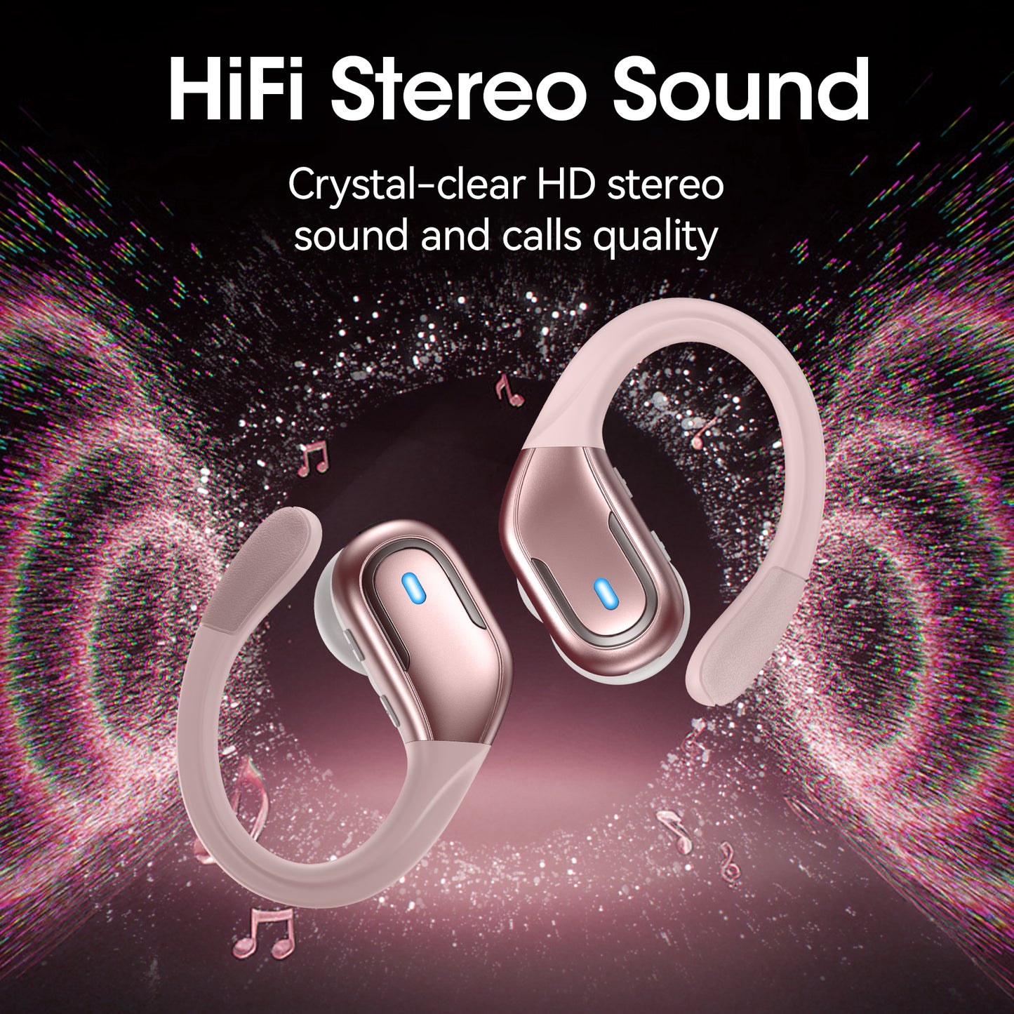 VEAT00L Wireless Earbud, 80Hrs Bluetooth 5.3 Headphones IP7 Waterproof for Sport, Running Wireless Earphones with ENC Noise Cancelling Mics, Deep Bass Over Ear bud with Earhooks for Android, iOS