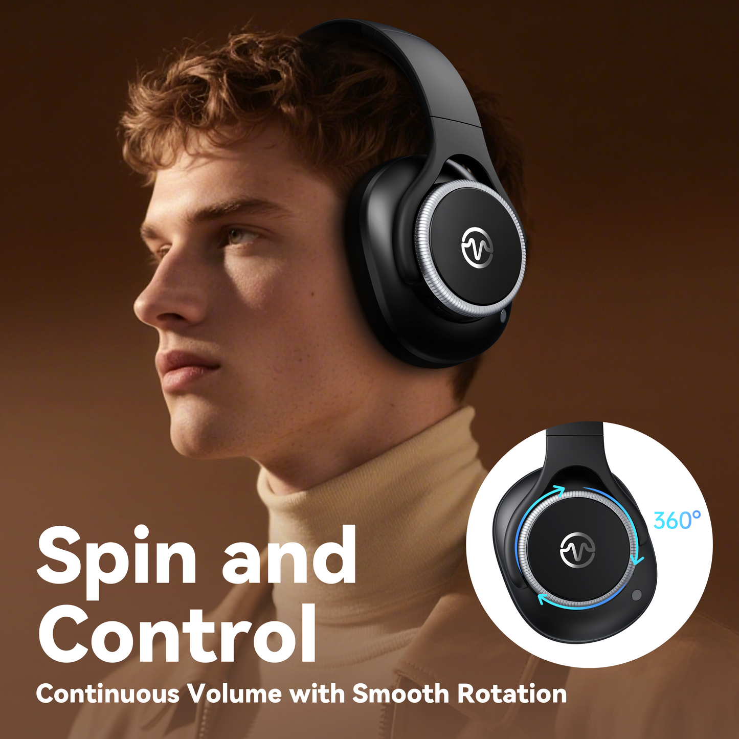 Active Noise Cancelling Headphones,60H Playtime Bluetooth 6.0 Wireless Headphones with Hi-Res Audio, Over Ear Headphones with Microphone, Deep Bass,Comfort Fit,Foldable Headset for Travel Office Game（副本）