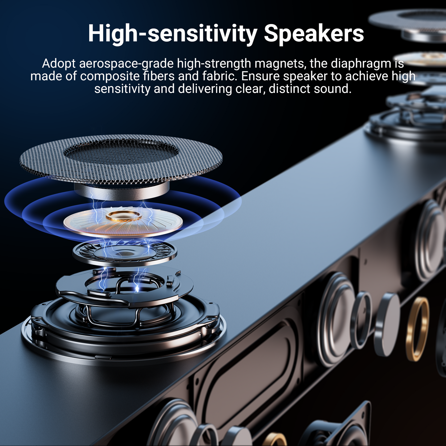 VEAT00L S50L 100W 2.2ch Sound Bars for TV, Soundbar with Subwoofer, Wired & Wireless Bluetooth 5.0 3D Surround Speakers, Optical/HDMI/AUX/COAX/USB Connection, Wall Mountable