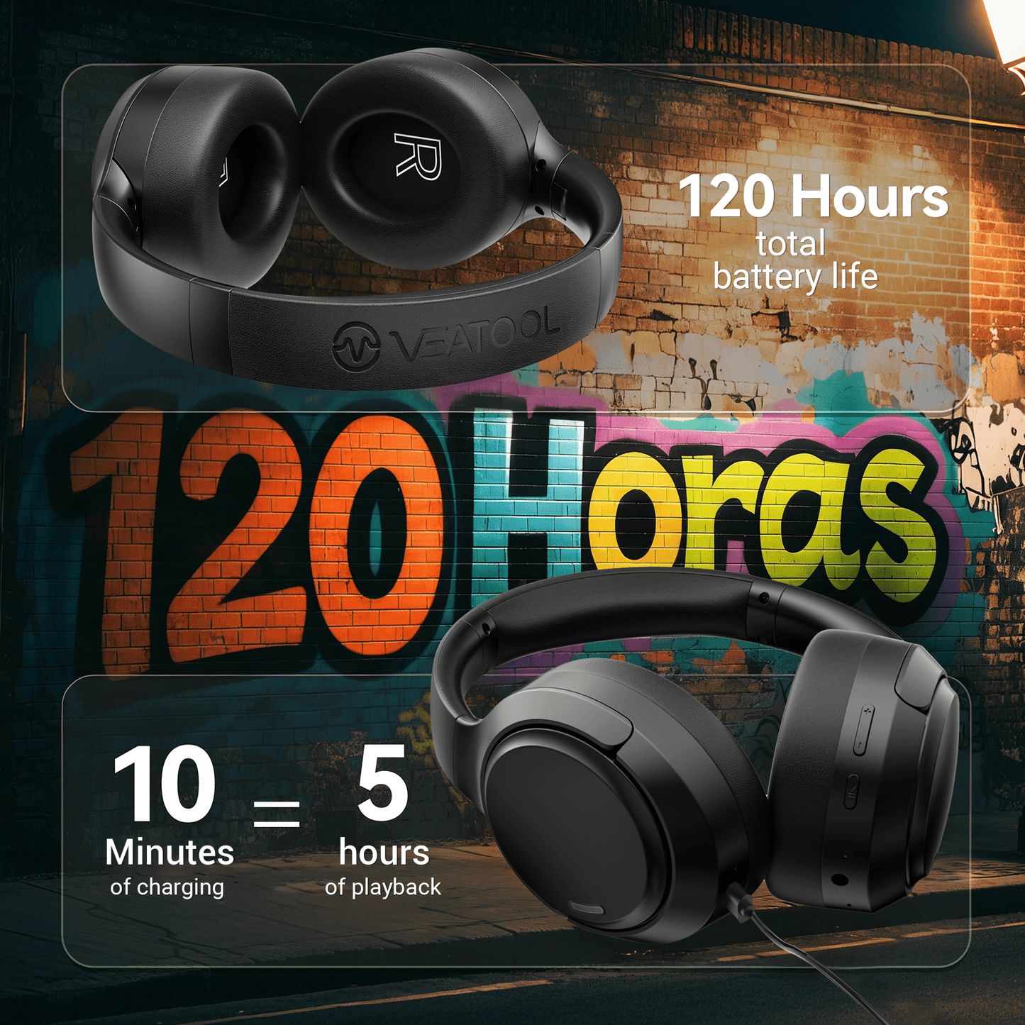 Hybrid Active Noise Cancelling Headphones,-50dB Wireless Bluetooth Headphones with Hi-Res Audio,120H Playtime Over Ear Bluetooth Headphones with 6 ENC Clear Mic,ANC Headphone for Travel Home Office