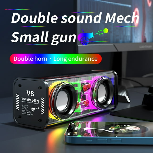VEAT00L F8 Portable Bluetooth Speaker Transparent Mecha Wireless Speaker with Colorful LED Lights,BT 5.3,Steel Bass Vibration Film Audio,TWS Stereo Sound 6H Speakers for Party Camping Beach Travel