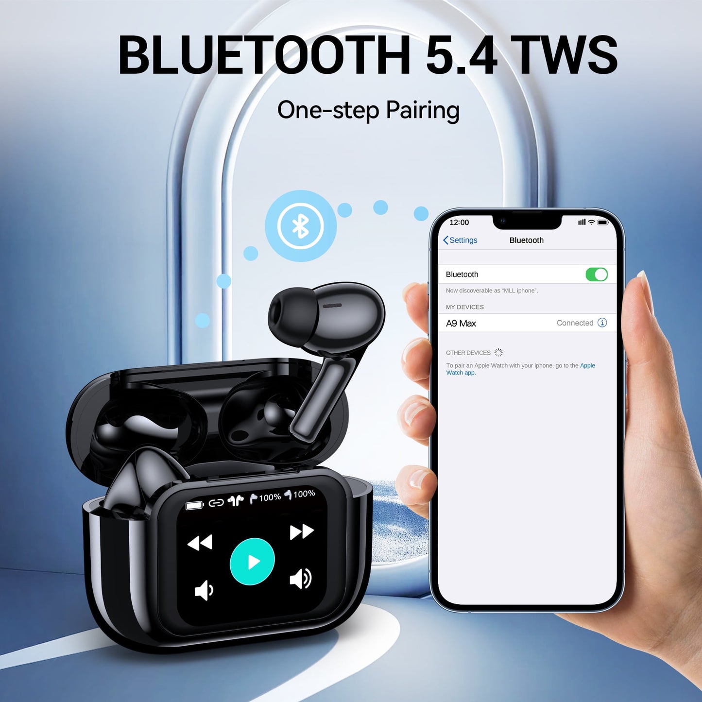 VEAT00L X7 Wireless Earbud, 80Hrs Bluetooth 5.3 Headphones IP7 Waterproof for Sport, Running Wireless Earphones with ENC Noise Cancelling Mics, Deep Bass Over Ear bud with Earhooks for Android, iOS