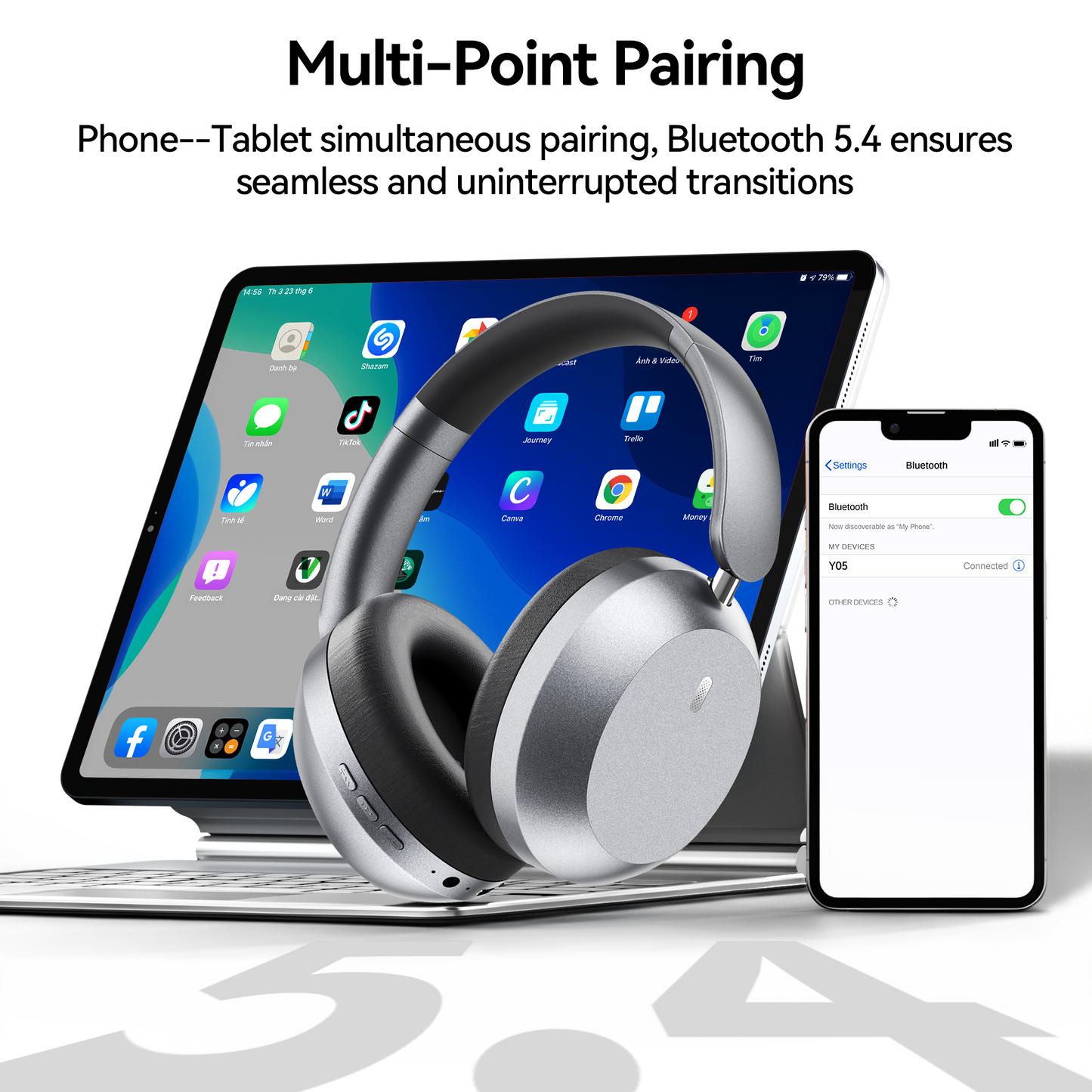 VEATOOL SY-BT1632 High-Fidelity Over-Ear Bluetooth Headphones | Powerful 40mm Bass | Bluetooth 5.3 Dual-Mode Connectivity | 40-Hour Battery Life | Comfortable Fit(Blue)