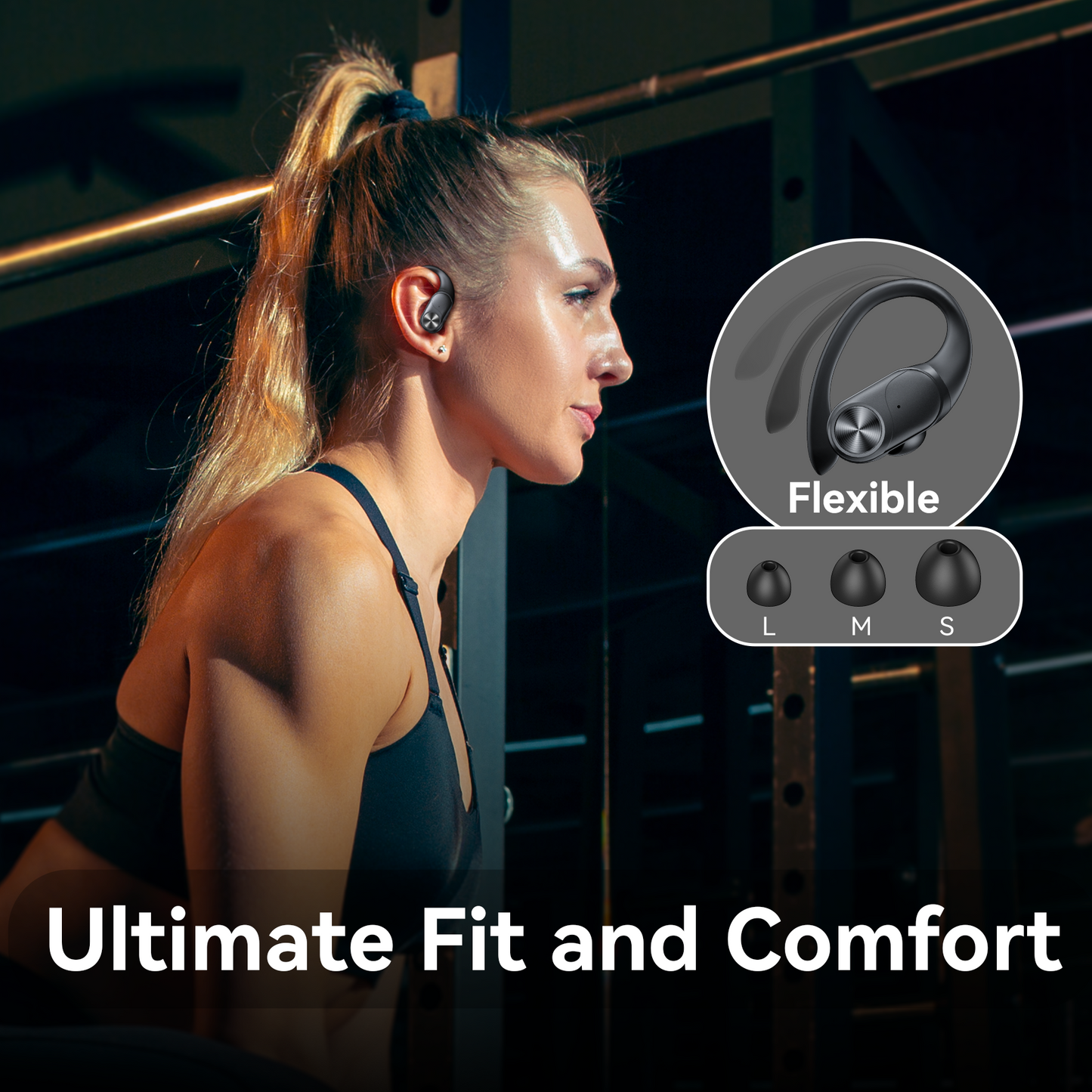 VEAT00L V6 Bluetooth Headphones Wireless Earbuds 88Hrs Playback Sport Ear Buds with Earhook Digital Display Charging Case IPX7 Waterproof Earbud Deep Bass Running Earphones for iOS Android Cellphone