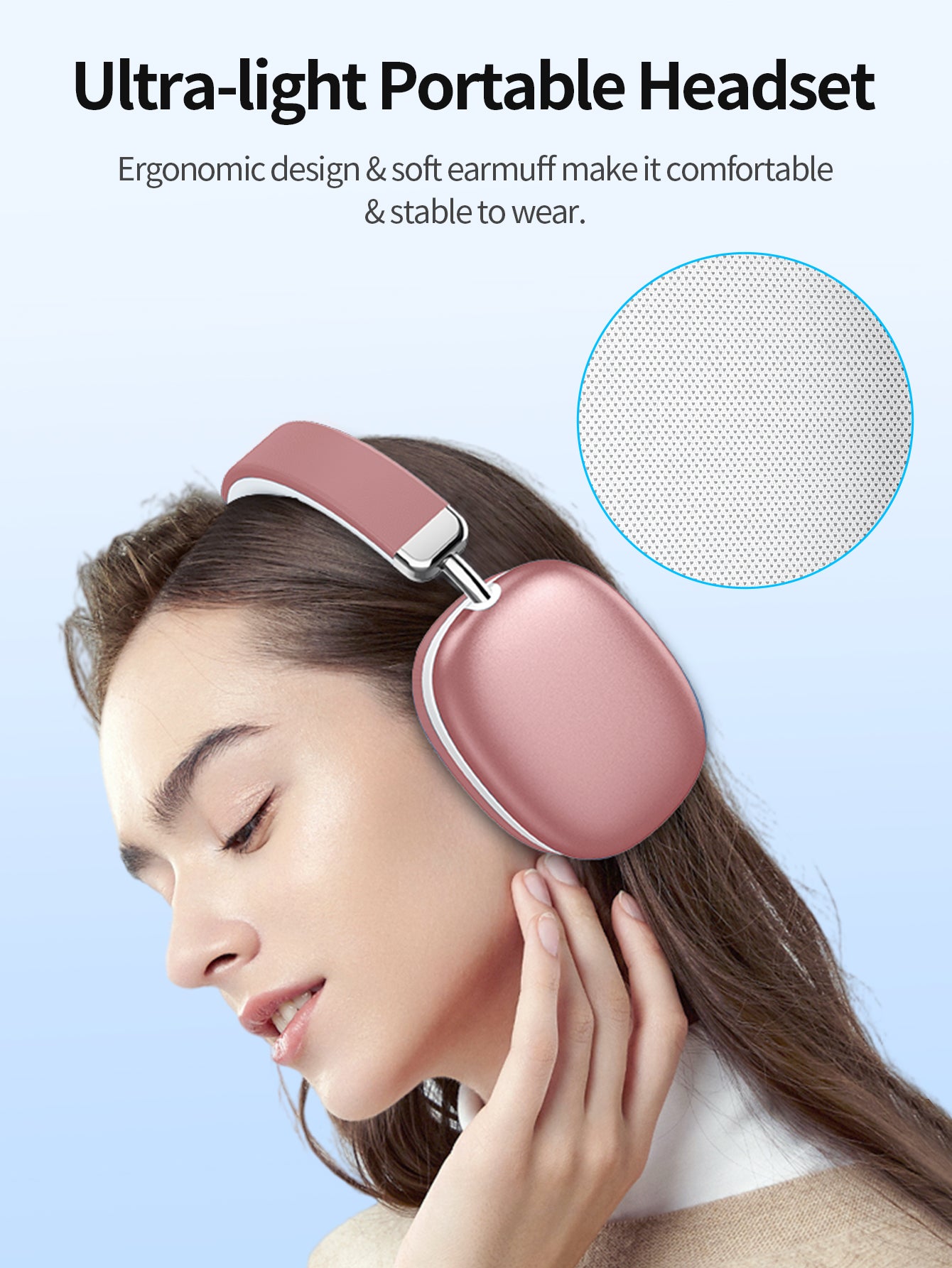 BT5.1 Wireless Over-Ear Headphones, 40H Playtime, 4-Mic ENC Noise Cancelling, Lightweight, Deep Bass, Comfort Fit for Travel & Work