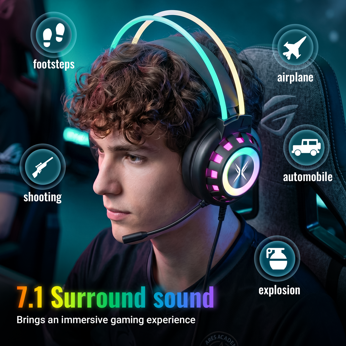 VEATOOL X7 Wireless Earbud, 80Hrs Bluetooth 5.3 Headphones IP7 Waterproof for Sport, Running Wireless Earphones with ENC Noise Cancelling Mic