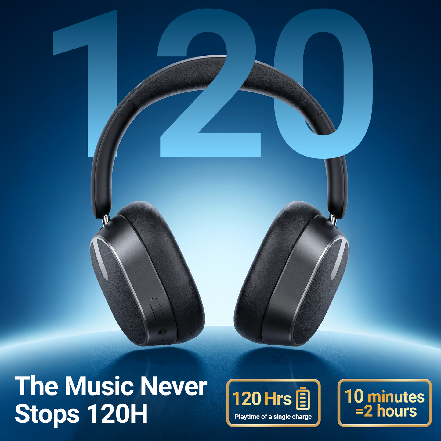 Hybrid Active Noise Cancelling Headphones,-50dB Wireless Bluetooth Headphones with Hi-Res Audio,120H Playtime Over Ear Bluetooth Headphones with 6 ENC Clear Mic