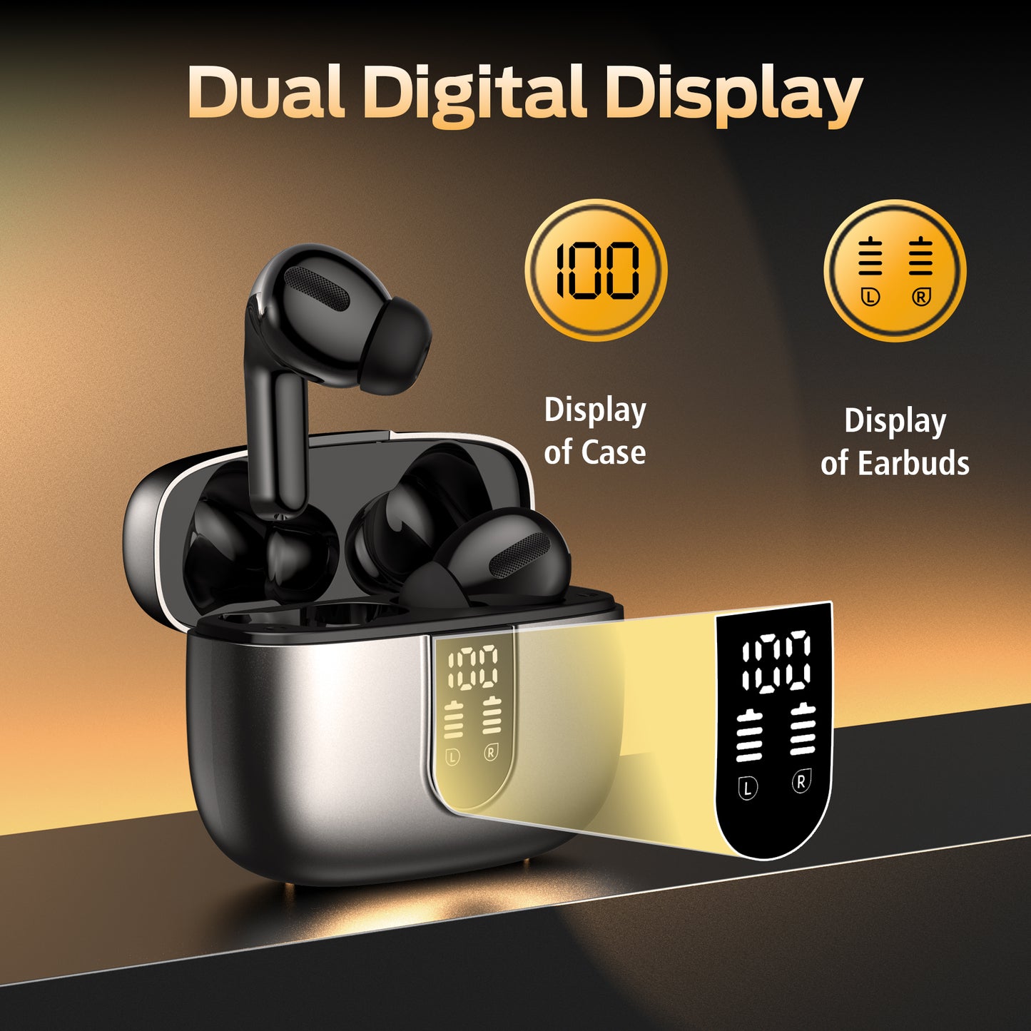 VEATOOL Bluetooth Headphones True Wireless Earbuds 60H Playback LED Power Display Earphones with Wireless Charging Case IPX7 Waterproof in-Ear Earbuds with Mic for TV Smart Phone Computer Laptop